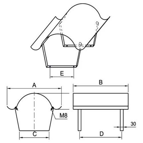 Schornstein-Regenhaube Welle Regenhaube Aus Edelstahl 500 X 850 Mm 4 Schornstein-Regenhaube Welle Regenhaube Aus Edelstahl 500 X 850 Mm - Image 2